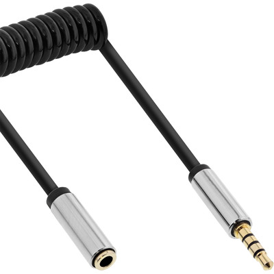 InLine® Slim Audio Spiralkabel Klinke 3,5mm ST/BU, 4-polig, Stereo, 0.5m (Produktbild 1)
