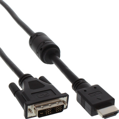 InLine® HDMI-DVI Adapterkabel, 19pol Stecker auf 18+1 Stecker, mit Ferrit, 0,5m (Produktbild 1)