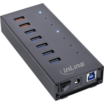 InLine® USB 3.0 Hub, 7 Port, Aluminiumgehäuse mit 2,5A Netzteil, schwarz InLine® USB 3.0 Hub, 7 Port, Aluminiumgehäuse mit 2,5A Netzteil, schwarz