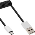 InLine® Micro-USB 2.0 Spiralk., USB-A ST/Micro-B ST, schwarz/Alu, 3m - 31730R