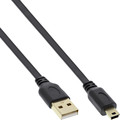 InLine® USB 2.0 Flachkabel, USB A ST an Mini-B ST (5pol.), schwarz, - 31850F