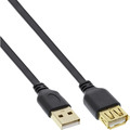 InLine® USB 2.0 Flachkabel Verlängerung, A ST / BU, schwarz, gold, - 34615F