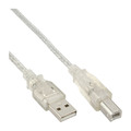InLine® USB 2.0 Kabel, A an B, transparent, 10m - 34550T