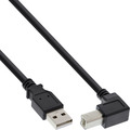 InLine® USB 2.0 Kabel, A an B, unten abgewinkelt, schwarz, 0,3m - 34503U