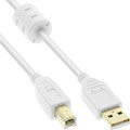 InLine® USB 2.0 Kabel, A an B, weiß / gold, mit Ferritkern, 1,5m - 34515W