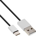 InLine® USB 2.0 Kabel, USB-C Stecker an A Stecker, schwarz/Alu, flexibel, 0,5m