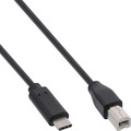 InLine® USB 2.0 Kabel, USB-C Stecker an USB-B Stecker, schwarz, 0,5m - 35766