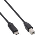 InLine® USB 2.0 Kabel, USB-C Stecker an USB-B Stecker, schwarz, 1,5m - 35764