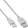 InLine® USB 2.0 Verlängerung, Stecker / Buchse, Typ A, beige/grau, - 34605X