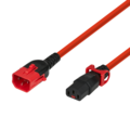 Kaltgeräteverlängerung Dual-Lock C14 - C13 -- IEC Lock, rot, 0,5 m