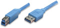 USB3.0 Anschlusskabel Stecker Typ A -  -- Stecker Typ B, Blau 1 m