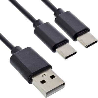 4043718318896 - USB 2in1 Y-Ladekabel 1x USB-A Stecker an 2x USB-C Stecker schwarz 05m