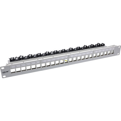 4043718312573 - Patchfeld 24-fach Keystone Leerblech Patchpanel 19 1HE lichtgrau