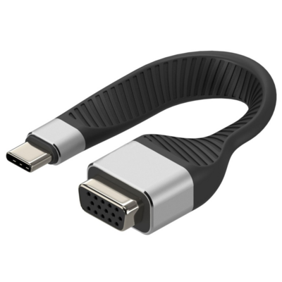 8059018367959 - Techly USB-C Stecker auf VGA-Buchse -- kurz flaches FPC Kabel