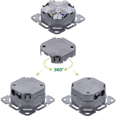 InLine® Cat.6A Anschlussdose, 2x RJ45 Buchse, RAL9010, weiß (Produktbild 3)