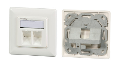 INFRALAN© 2-Port UAE Rahmenset für -- Keystone, Slimline IKS-6A-PVP, designfäh, IMT-02-RK-WS-DF (Produktbild 1)