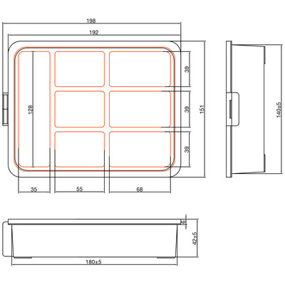 InLine® Kleinteilebox, 7 Fächer, Abmessungen: 180x140x40mm, orange (Produktbild 3)