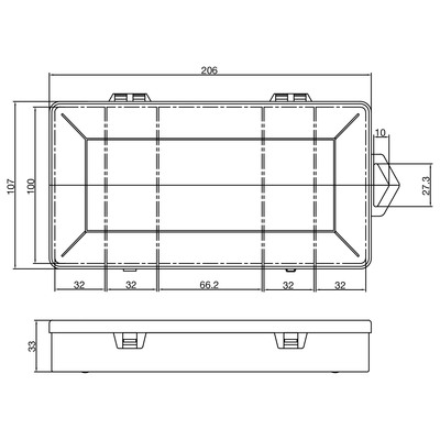 InLine® Kleinteilebox, 5 Fächer, Abmessungen: 206x107x33mm, transparent (Produktbild 2)