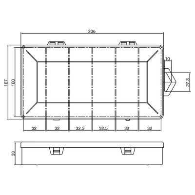 InLine® Kleinteilebox, 6 Fächer, Abmessungen: 206x107x33mm, transparent (Produktbild 2)