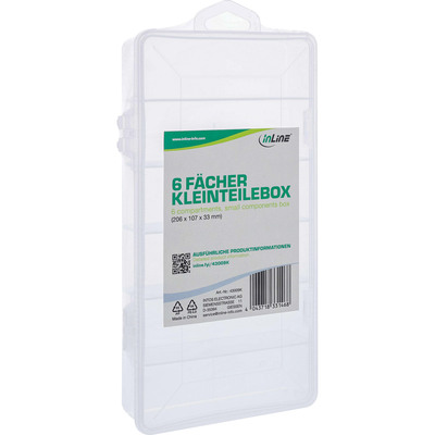 InLine® Kleinteilebox, 6 Fächer, Abmessungen: 206x107x33mm, transparent (Produktbild 3)