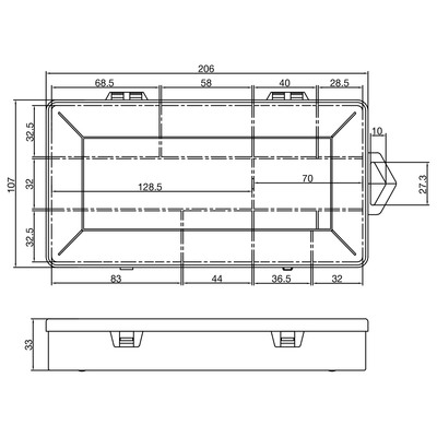 InLine® Kleinteilebox, 10 Fächer, Abmessungen: 206x107x33mm, transparent (Produktbild 2)