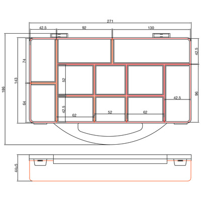 InLine® Kleinteilebox, 11 Fächer, Abmessungen: 271x186x40mm, orange (Produktbild 3)