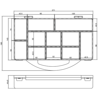 InLine® Kleinteilebox, 11 Fächer, Abmessungen: 271x186x40mm, transparent (Produktbild 2)