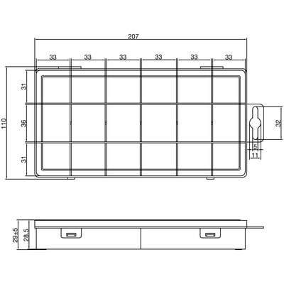 InLine® Kleinteilebox, 18 Fächer, Abmessungen: 207x110x27mm, transparent (Produktbild 3)