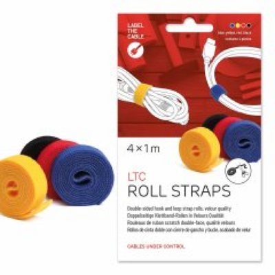 LTC ROLL STRAP, Doppelseitige Klettbandrolle -- 4x1m schwarz/gelb/blau/rot, LTC-1230 (Produktbild 1)