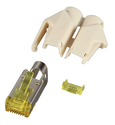 RJ45-Hirose Stecker STP, TM31 beige,100 -- Stück, 3 Elemente, Cat.6A, H7642.1-100 (Produktbild 1)