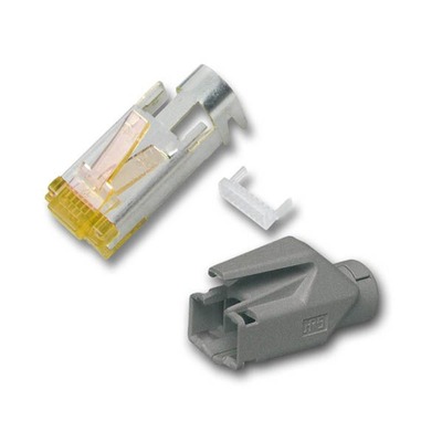 RJ45-Hirose Stecker STP, TM31 hellgrau -- 100 Stück, 3 Elemente, Cat.6A, H7642.12-100 (Produktbild 1)