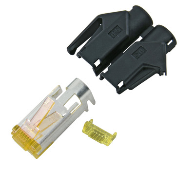 RJ45-Hirose Stecker STP, TM31 schwarz -- 100 Stück, 3 Elemente, Cat.6A, H7642.4-100 (Produktbild 1)