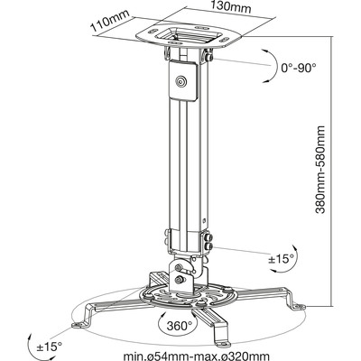 InLine® Basic Beamer Deckenhalterung, 38-58cm, max. 13,5kg (Produktbild 3)