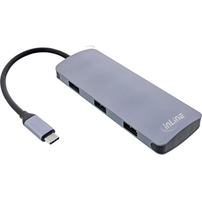 InLine® USB 3.2 Gen.2 Hub, 4x USB-C + 3x USB-A, PD 100W, Aluminium, grau (Produktbild 2)