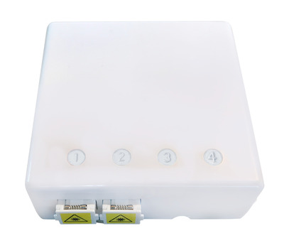 FTTH Box für 4 Kupplungen SC-S oder LC-D -- 80x80 mit Kabelführung, Crimpversion, FTTH-BOX-IN-6 (Produktbild 1)