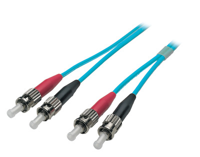 Duplex Jumper ST-ST 50/125µm, OM3, LSZH -- aqua, 3.0mm, 0,5m, O7013.0,5 (Produktbild 1)