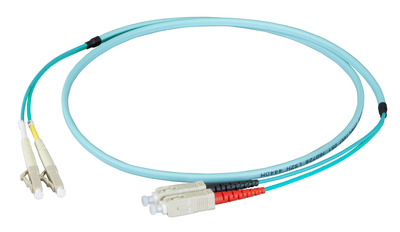 Duplex Patchkabel Flat-Twin LC-SC OM3 -- 0,5m LSZH 3x5mm aqua, O0314FT.0,5 (Produktbild 1)