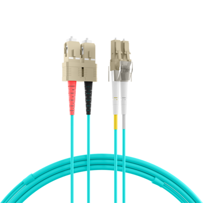 Duplex Patchkabel Flat-Twin LC-SC OM3 -- 15m LSZH 3x5mm aqua, O0314FT.15 (Produktbild 1)