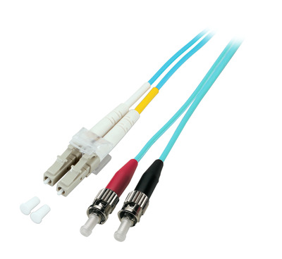 Duplex Patchkabel LC-ST OM3 -- 0,5m LSZH 2mm aqua, O0313.0,5 (Produktbild 1)