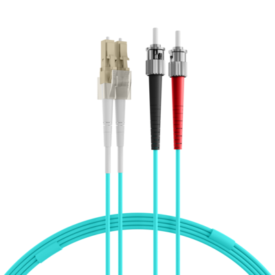 Duplex Patchkabel LC-ST OM3 -- 1m LSZH 2mm aqua, O0313.1 (Produktbild 1)