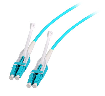 Duplex Patchkabel Push/Pull LC-LC OM3 -- 0,5m LSZH 3mm aqua, DJP-LCLCOM3-UNI-0,5 (Produktbild 1)