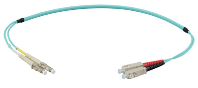 INFRALAN© Duplex Patchkabel Flat-Twin LC-SC OM3 -- 0,5m LSZH 3x5mm aqua, IPL-DF-LCUSCU-3-0050 (Produktbild 1)