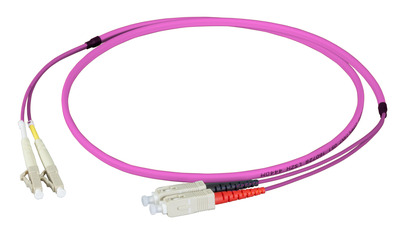 Duplex Patchkabel Flat-Twin LC-SC OM4 -- 0,5m LSZH 3x5mm erikaviolett, O0323FT.0,5 (Produktbild 1)