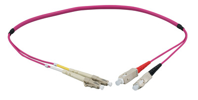 INFRALAN© Duplex Patchkabel Flat-Twin LC-SC OM4 -- 0,5m LSZH 3x5mm erikaviolett, IPL-DF-LCUSCU-4-0050 (Produktbild 1)