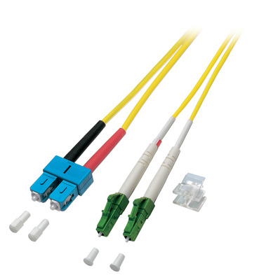 Duplex Patchkabel LC/APC-SC OS2 G652D -- 0,5m LSZH 2mm gelb, O0383.0,5 (Produktbild 1)