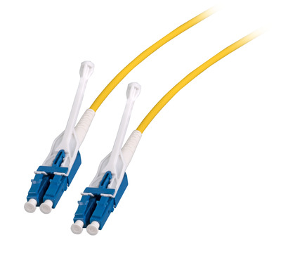 Duplex Patchkabel Push/Pull LC-LC OS2 G657A1 -- 0,5m LSZH 3mm gelb, DJP-LCLCOS2-UNI-0,5 (Produktbild 1)