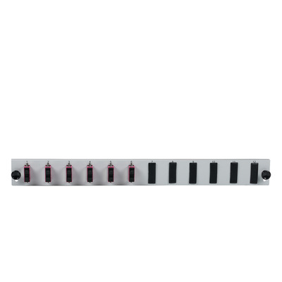 Bestückte 12 Port Frontblende mit 6 x SC -- Duplex Kupplung OM4 vertikal, grau, SB-FP-6SC-D-V-OM4 (Produktbild 1)