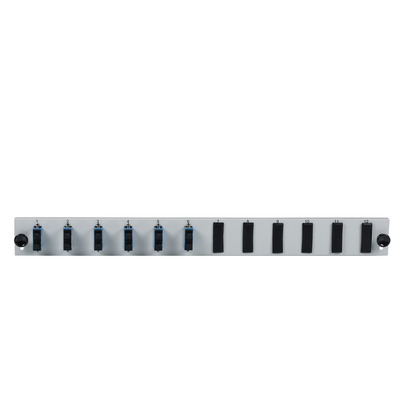 Bestückte 12 Port Frontblende mit 6 x SC -- Duplex Kupplung OS2 vertikal, grau, SB-FP-6SC-D-V-OS2 (Produktbild 1)