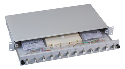 Spleißbox LC-APC 9/125µm OS2 ausziehbar  -- 12 Pigtails/6 Kuppl., B71924.12 (Produktbild 1)