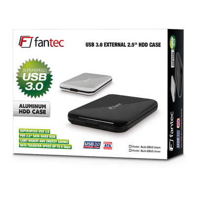 FANTEC ALU-25U3, externes 2.5-SATA-Gehäuse, USB 3.2, Aluminium, silber (Produktbild 6)